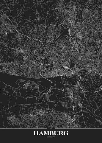 Karte Hamburg schwarz | POSTER