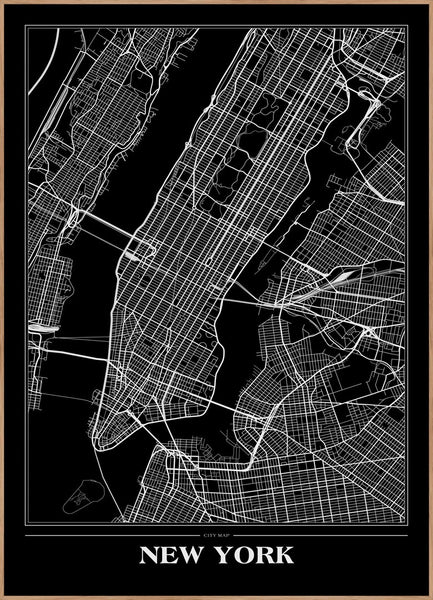 Karte New York Schwarz | POSTERBAND