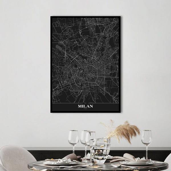 Karte Mailand schwarz | POSTER