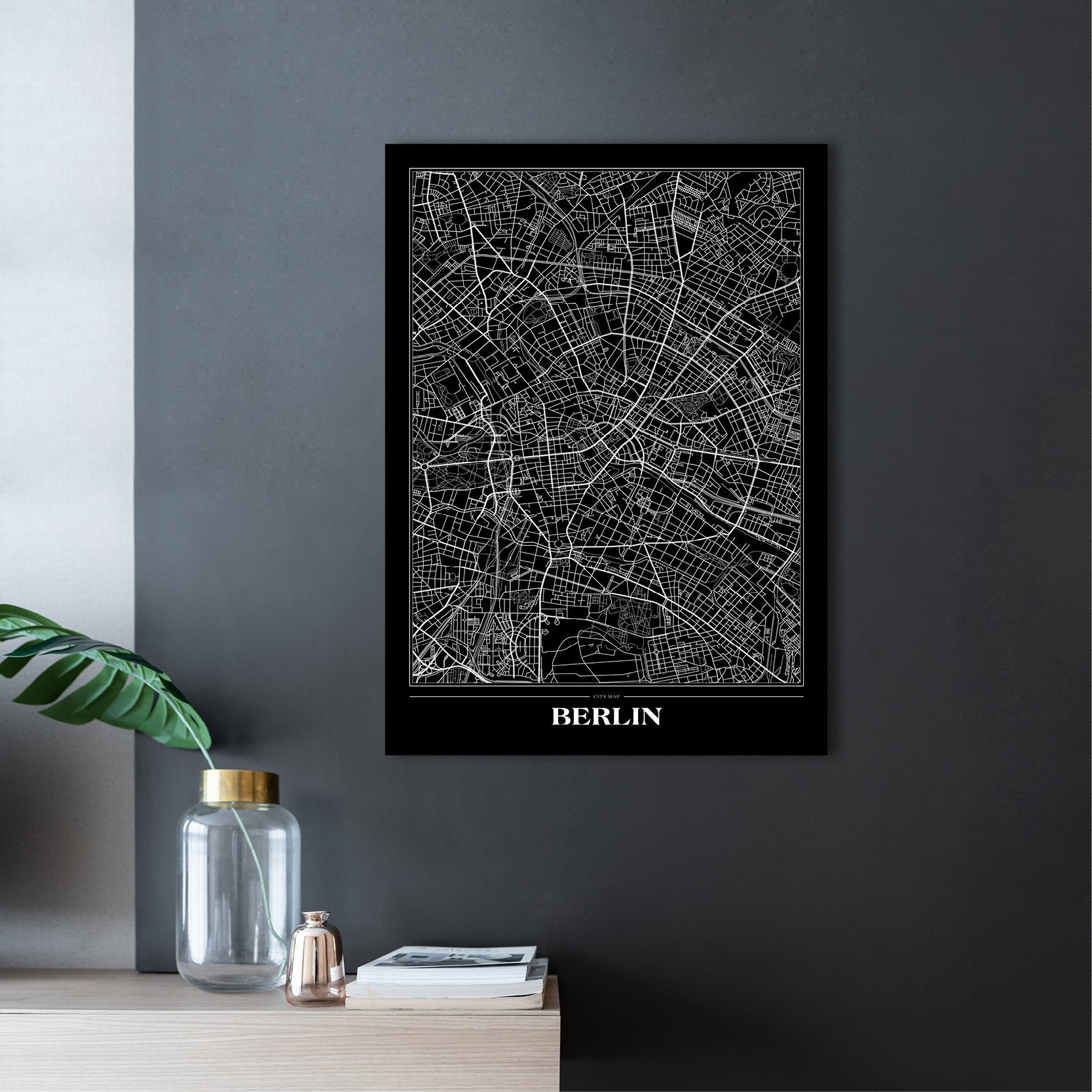 Karte Berlin schwarz | POSTERBAND