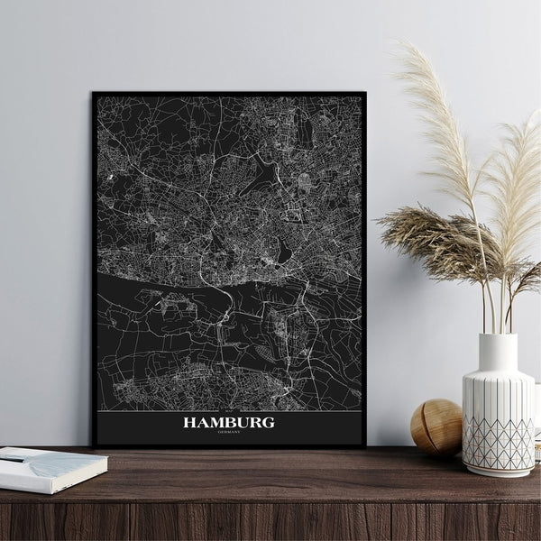 Karte Hamburg Black | POSTER