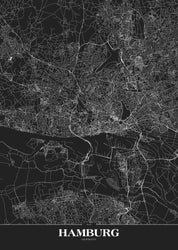 Karte Hamburg Black | POSTER