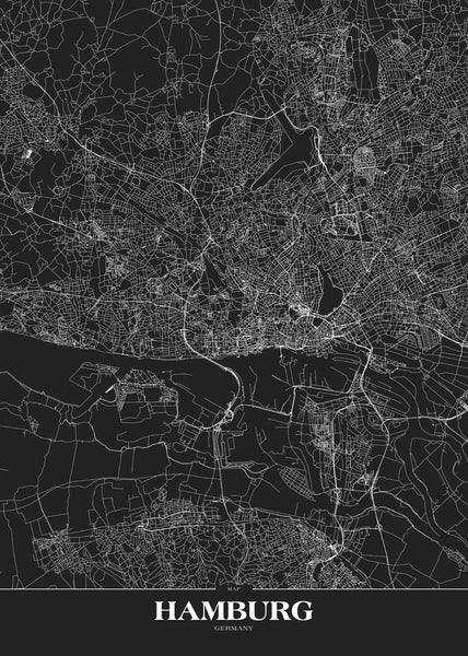 Karte Hamburg Black | POSTER