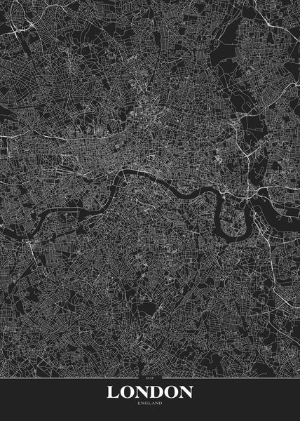 Karte London Black | POSTER