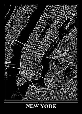Karte New York Schwarz | POSTERBAND