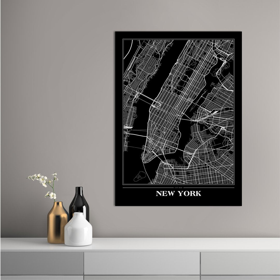 Karte New York Schwarz | POSTER