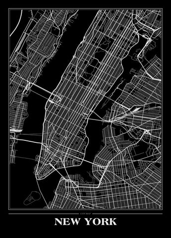 Karte New York Schwarz | POSTER