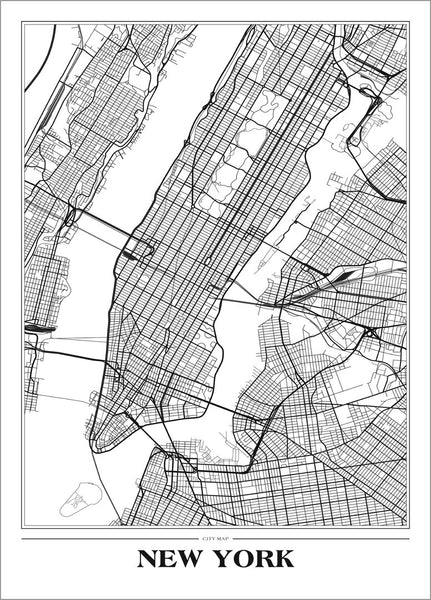 Karte New York White | POSTER