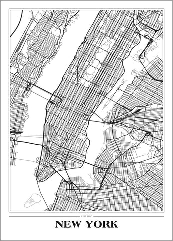 Karte New York weiß | POSTER