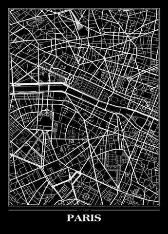 Karte Paris Schwarz | POSTER