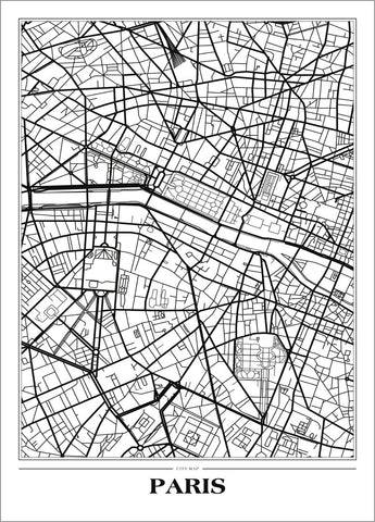 Karte Paris weiß | POSTER