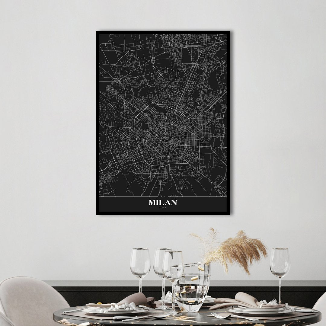 Karte Mailand schwarz | POSTER