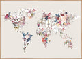 Weltmap Blumen Licht | Plakatbrett