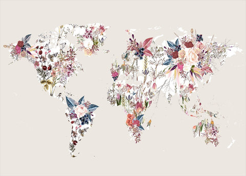Weltmap Blumen Licht | POSTER