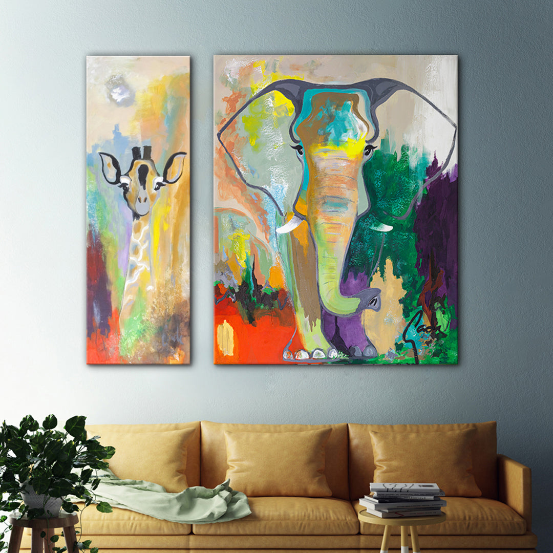 Set: Gade / Elefant Dream & Giraf Dream | Handgefertigtes Gemälde